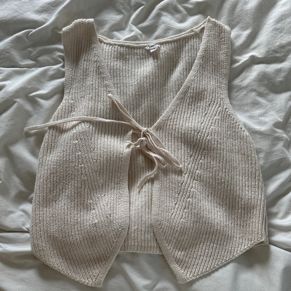 Garage Cream Knit Tie-Front Vest